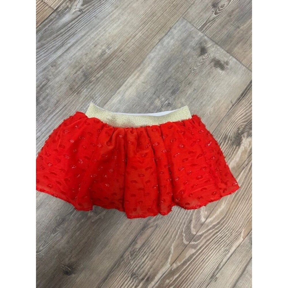 Red sparkly polkadot skirt with diaper cover